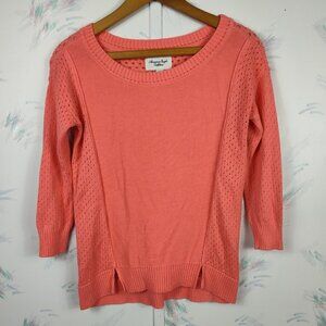 American Eagle Outfitters Coral Orange Open Knit Sweater